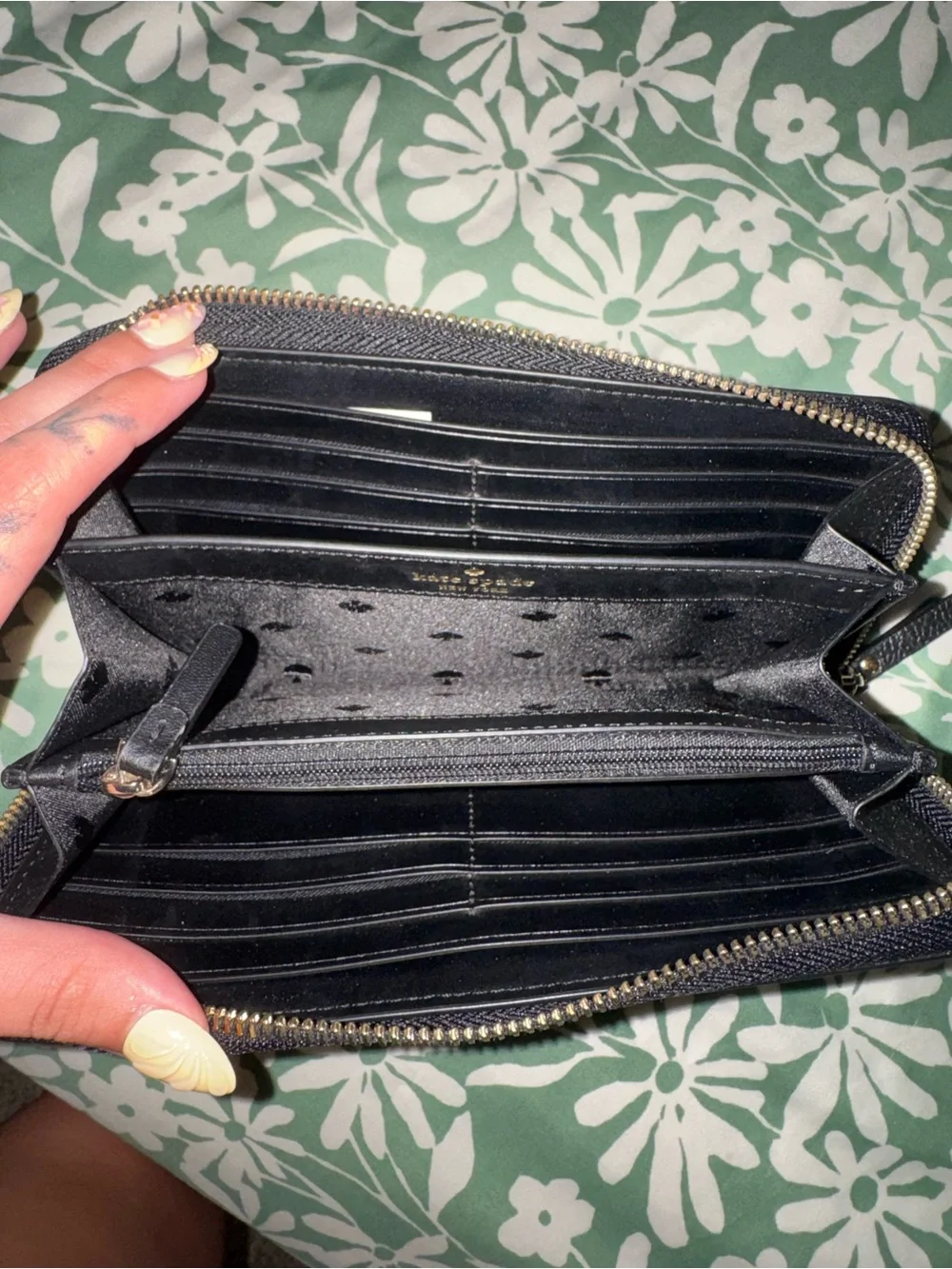 kate spade black leather dome satchel with matching wallet